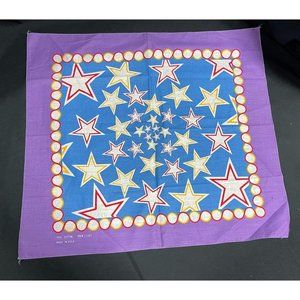 Purple Blue Red Star Bandana RN 15187 23” X 23” Made in USA